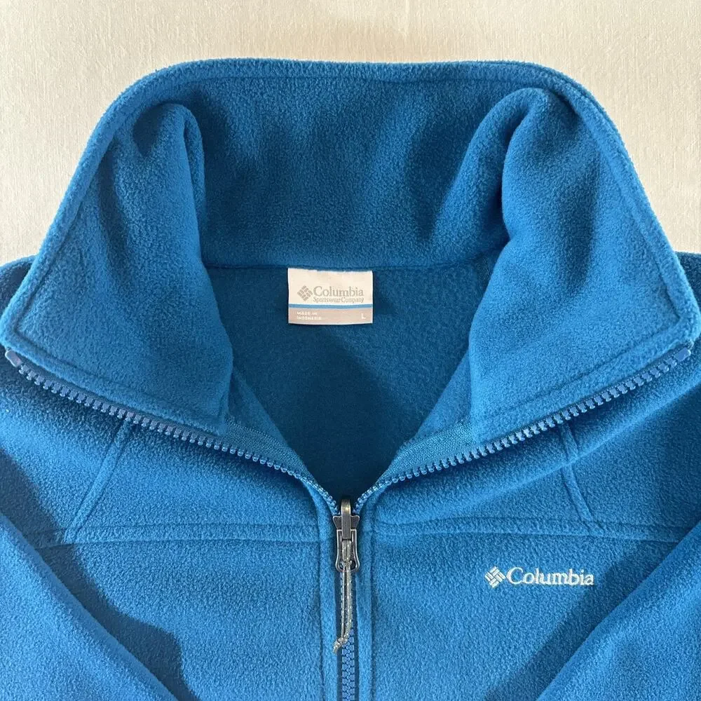 Columbia Men's Blue Full Zip Fleece Jacket Interchange Logo Size Large